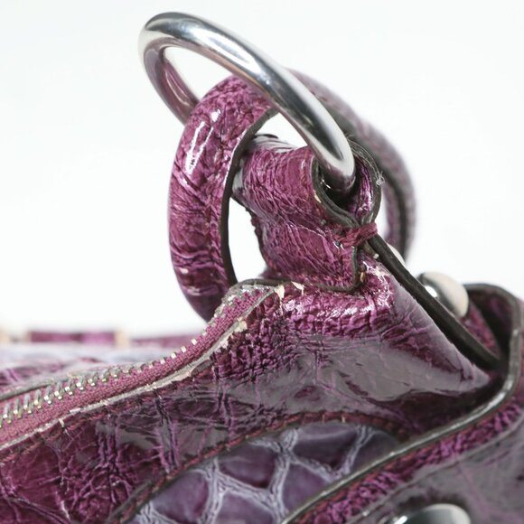 Vintage Y2K Guess Purple Croco Embossed Shoulder Bag Handbag Faux Leather Retro - Picture 11 of 14